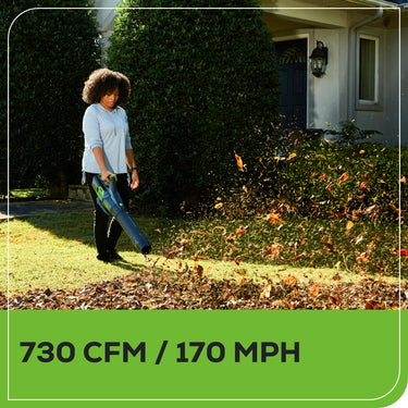RENEWED 80V 730 CFM Cordless Battery Leaf Blower w/ Extra Shoulder Strap, 2.5Ah Battery & Rapid Charger