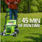48V (24V x 2) 17" Cordless Battery Push Lawn Mower w/ Two (2) 4.0Ah USB Batteries & Dual Port Charger