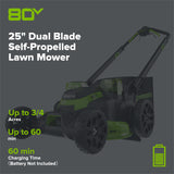 80V 25" Cordless Battery Brushless Dual Blade Self-Propelled Mower (Tool Only)