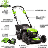 40V 21" Cordless Battery Self-Propelled Lawn Mower w/ 5.0Ah USB Battery & Charger