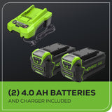 40V 21" Cordless Battery Self-Propelled Lawn Mower: (2) 4.0Ah Batteries and Charger, LM2124S