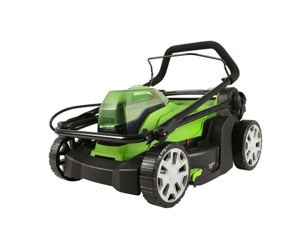 48V (24V x 2) 17" Cordless Battery Push Lawn Mower w/ Two (2) 4.0Ah USB Batteries & Dual Port Charger