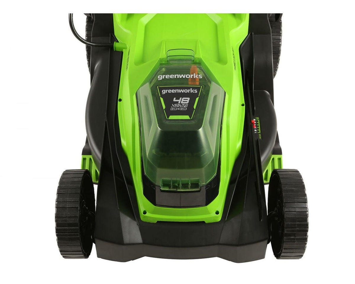 48V (24V x 2) 17" Cordless Battery Push Lawn Mower w/ Two (2) 4.0Ah USB Batteries & Dual Port Charger