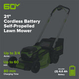 60V 21" Cordless Battery Self-Propelled Lawn Mower w/ Two (2) 4.0Ah Batteries & Dual Port Charger