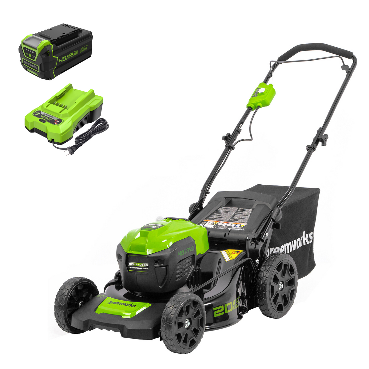 40V 20" Cordless Battery Push Lawn Mower: 5.0 Ah Battery and Charger, LM2034