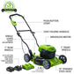 48V (2x24V) 19" Cordless Battery Push Lawn Mower w/ Two (2) 4.0Ah Batteries & Dual Port Rapid Charger
