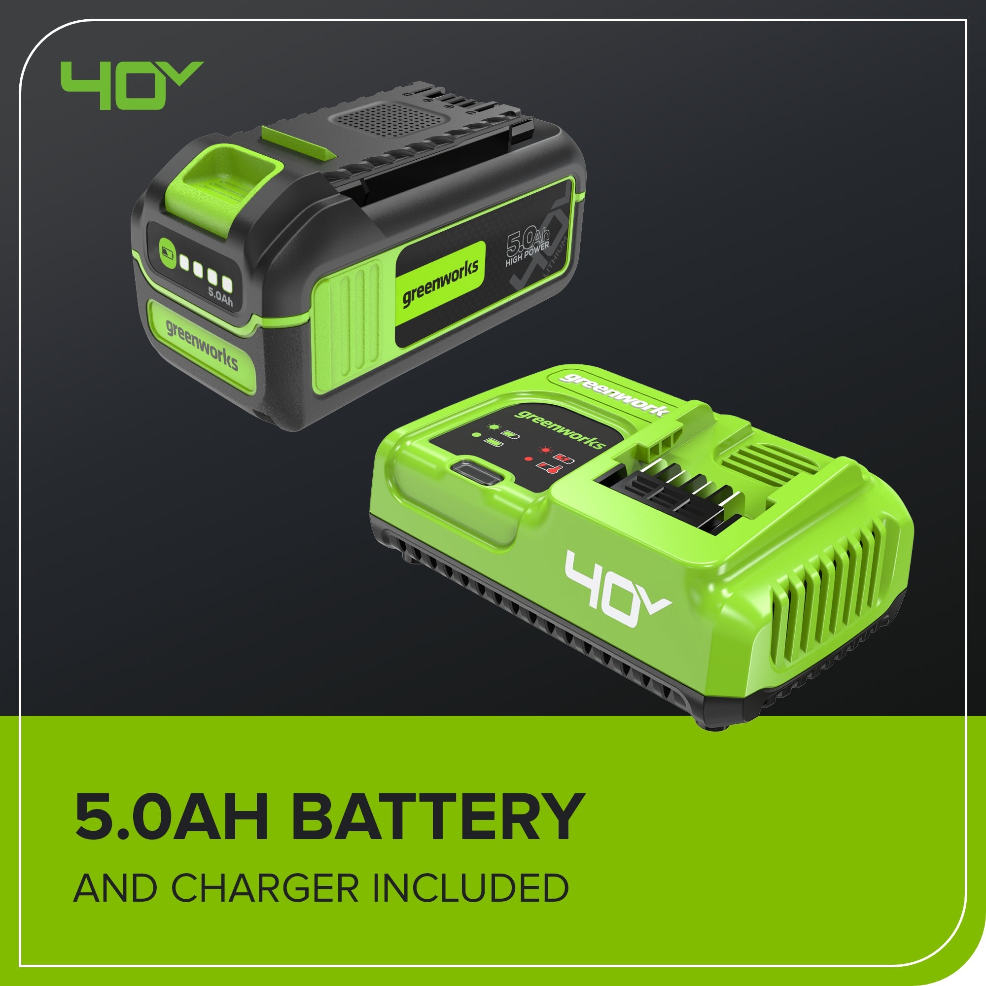 40V 15" Cordless Battery Brushless Dethatcher/Scarifier: 5.0Ah Battery and Rapid Charger