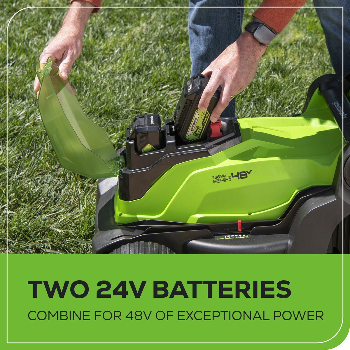 48V (24V x 2) 17" Cordless Battery Push Lawn Mower w/ (2) 4.0Ah Batteries & Dual Port Charger