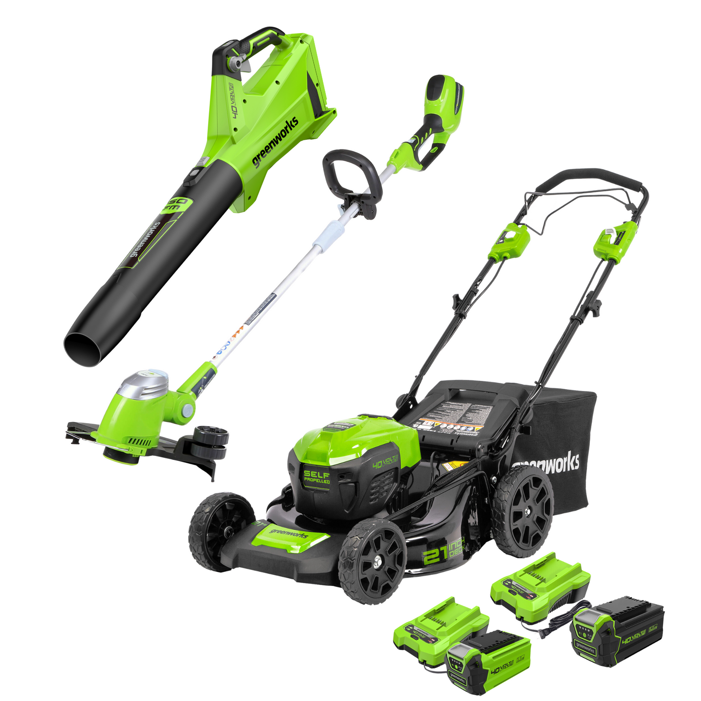 40V 21" Cordless Battery Self-Propelled Lawn Mower 3PC Combo Kit w/ 5.0Ah Battery & Charger