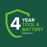 <h3>4-Year Tool & Battery Warranty</h3><p>Find peace of mind with Greenworks Limited Warranty.</p>