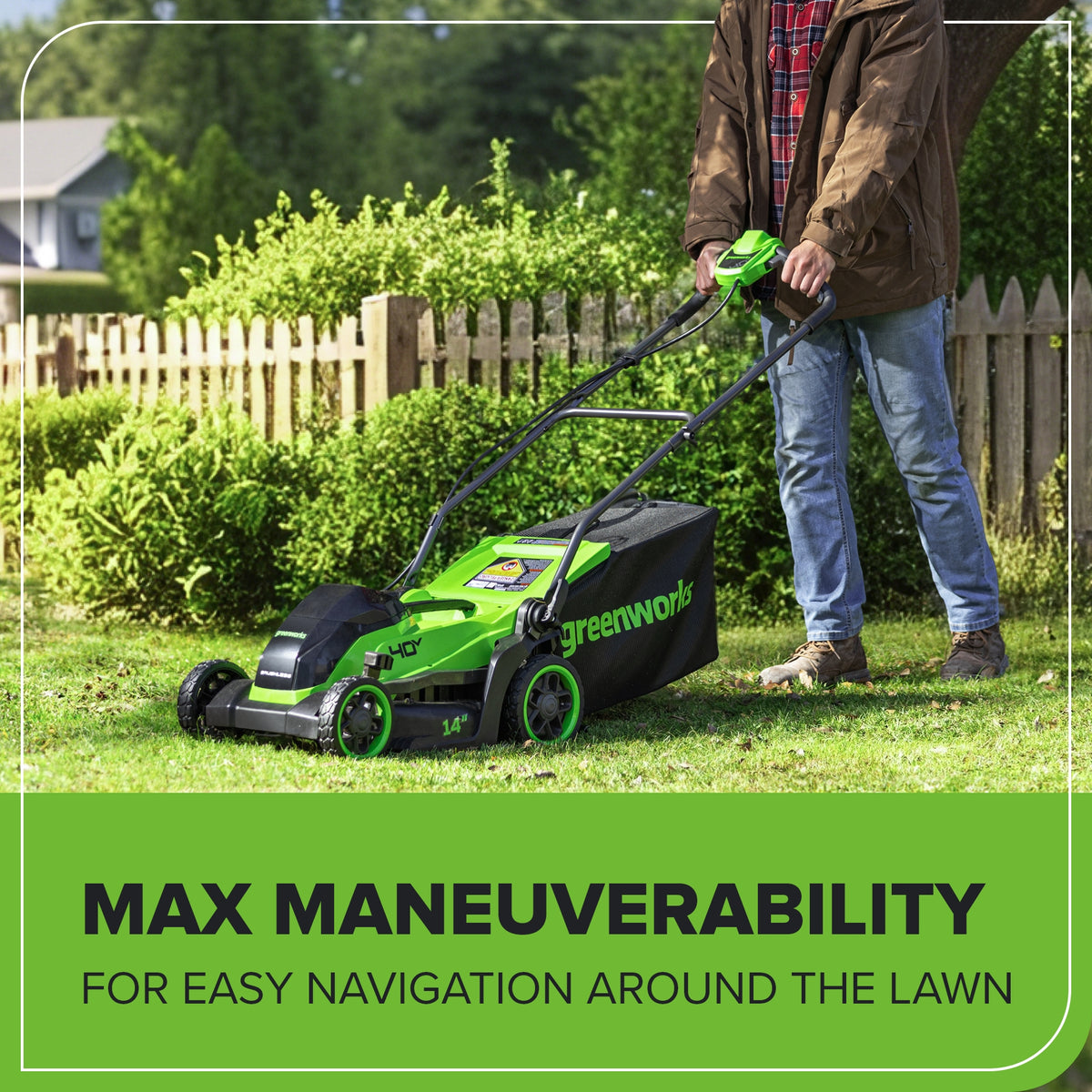 40V 14" Cordless Battery BL Push Lawn Mower w/ 4.0Ah Battery & Charger