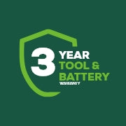 <h3>3-Year Tool & Battery Warranty</h3><p>Find peace of mind with Greenworks Limited Warranty.</p>