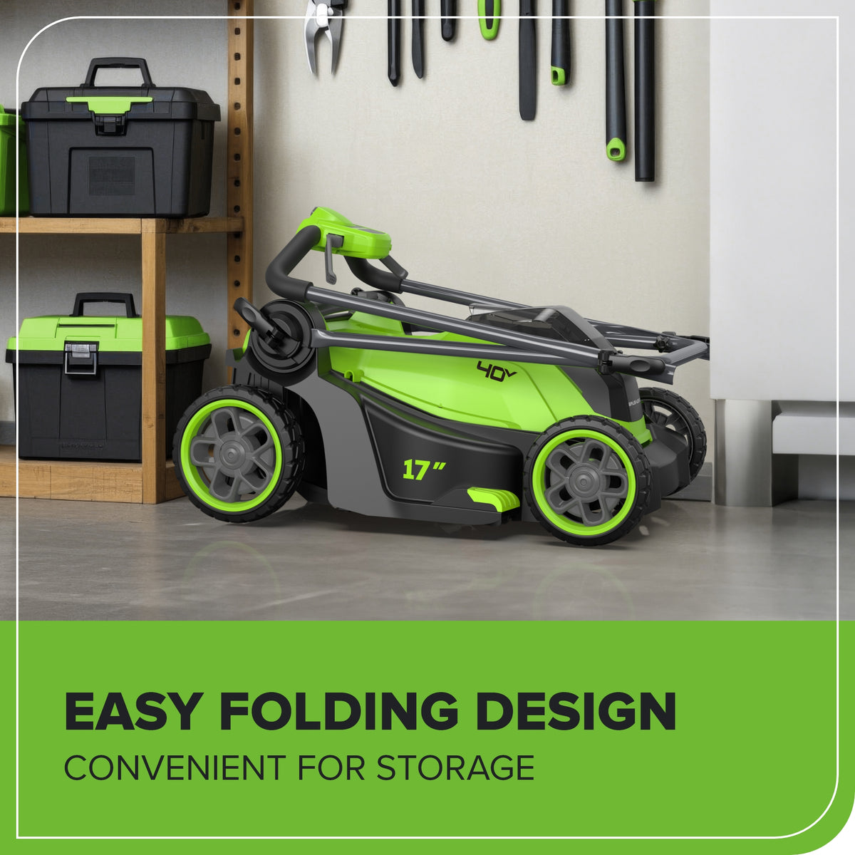 40V 17" Cordless Battery Brushless Push Lawn Mower w/ 4.0Ah Battery & Charger