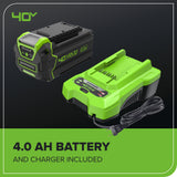 40V 17" Cordless Battery Brushless Push Lawn Mower w/ 4.0Ah Battery & Charger