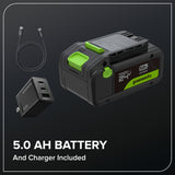 24V 14" Cordless Battery Brushless Push Lawn Mower w/ 5.0Ah Battery & 65W Type-C Charger (3-Ft Cable)