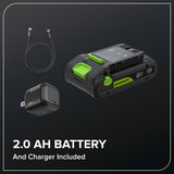 24V 12" Cordless Battery Brushless String Trimmer w/ 2.0Ah Battery & 30W Type-C Charger (3-FT Cable)
