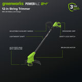 24V 12" Cordless Battery Brushless String Trimmer w/ 2.0Ah Battery & 30W Type-C Charger (3-FT Cable)
