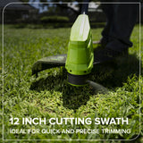 24V 12" Cordless Battery Brushless String Trimmer w/ 2.0Ah Battery & 30W Type-C Charger (3-FT Cable)
