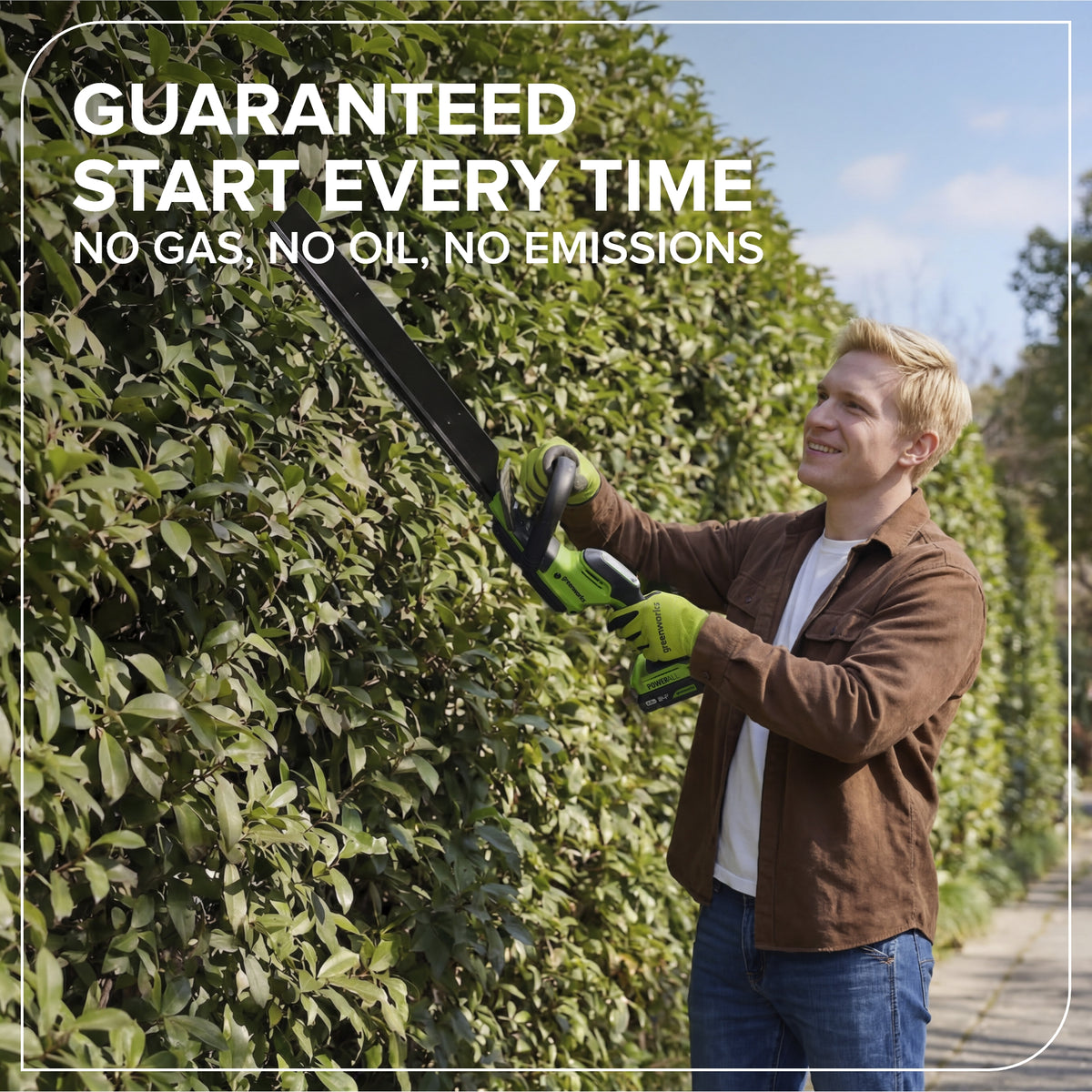 24V 22" Brushless (1.1" Cutting Capacity) Hedge Trimmer: 2.0Ah Battery and 30W Charger