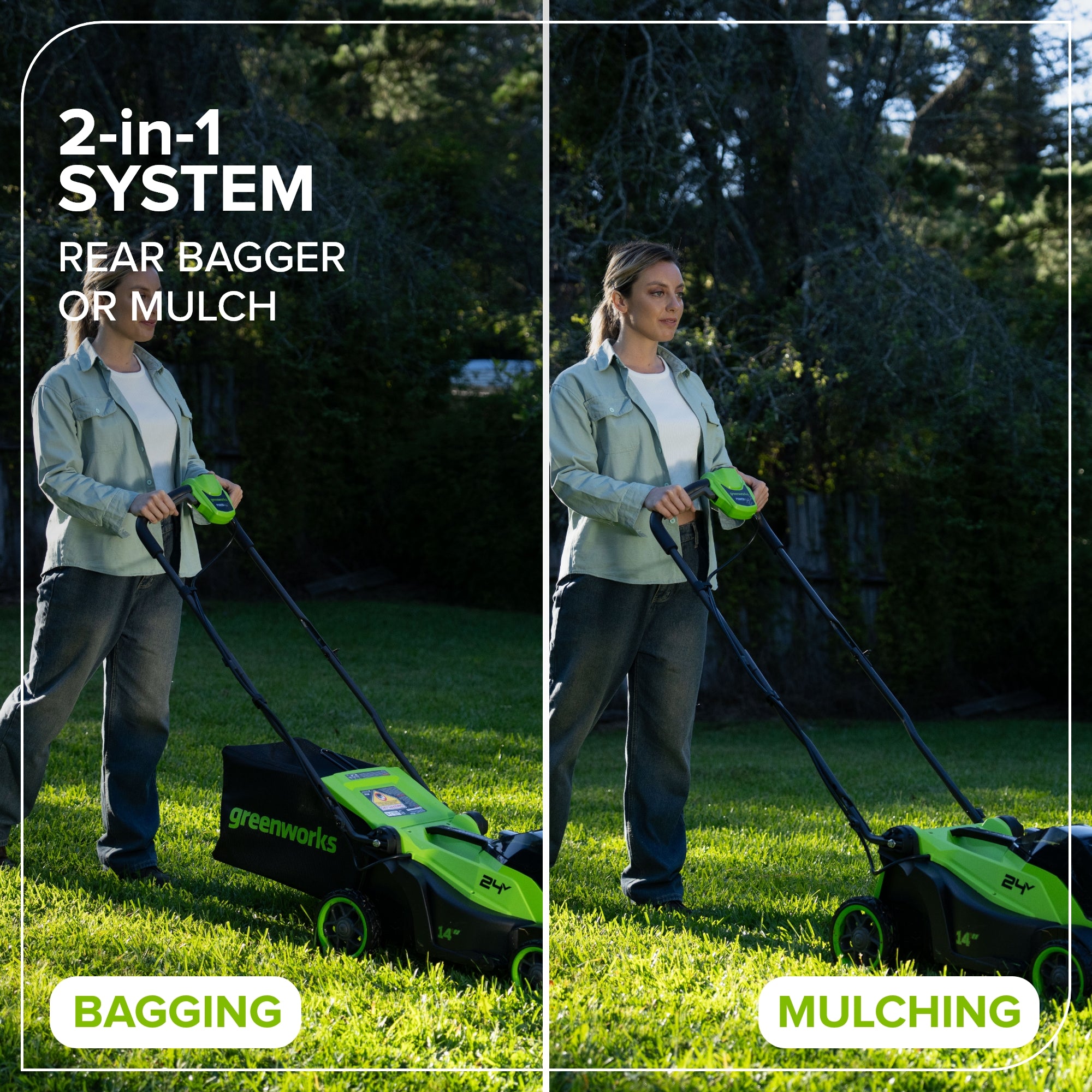 24V 14" Cordless Battery Brushless Push Lawn Mower w/ 5.0Ah Battery & 65W Type-C Charger (3-Ft Cable)