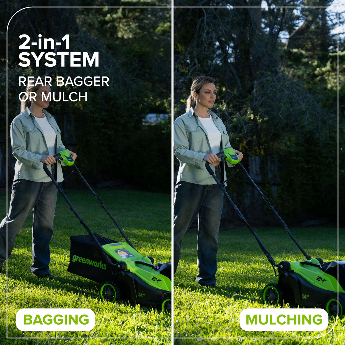 24V 14" Cordless Battery Brushless Push Lawn Mower w/ 5.0Ah Battery & 65W Type-C Charger (3-Ft Cable)