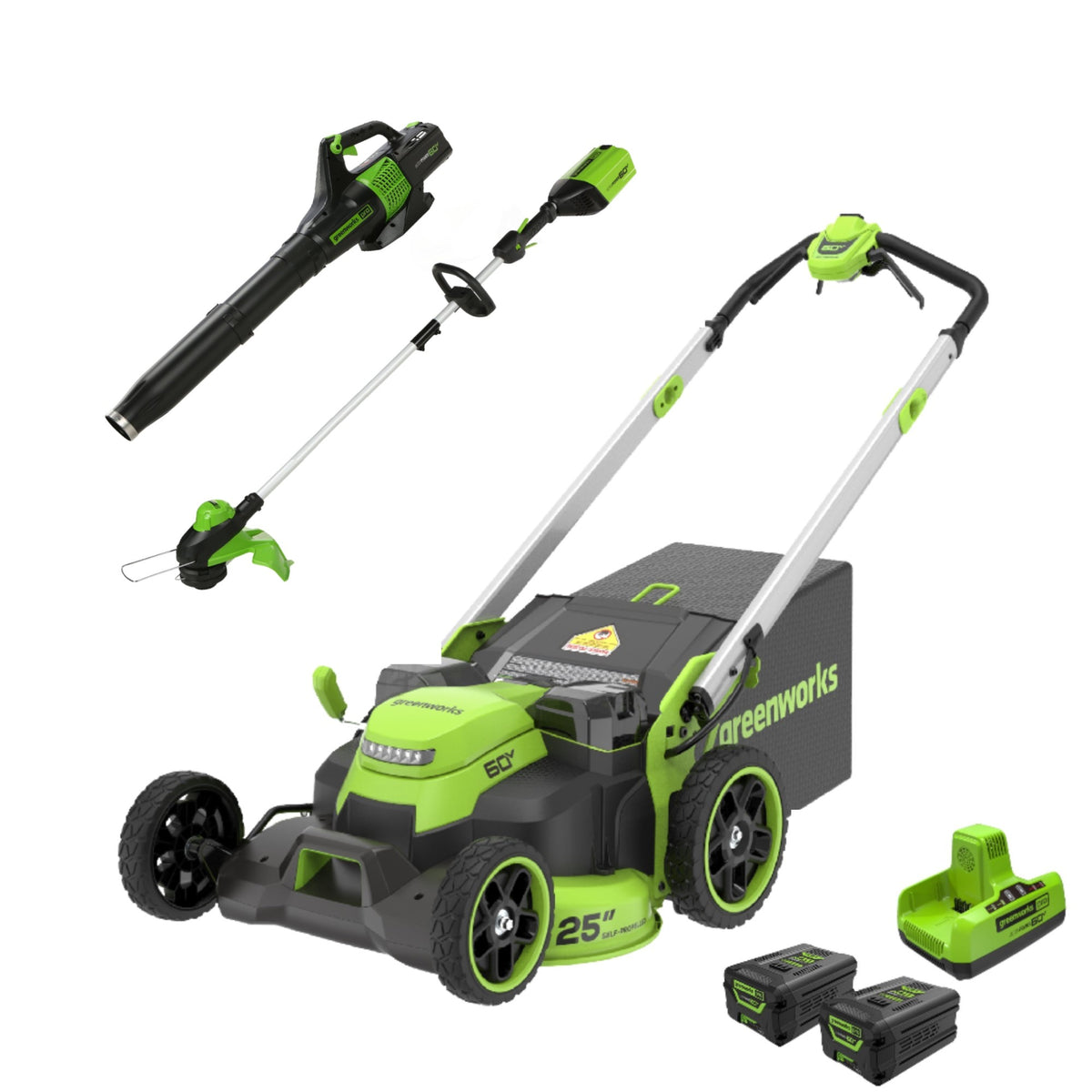 60V 25"SP Mower 3PC Combo Kit w/ 16" String Trimmer and 540CFM Blower