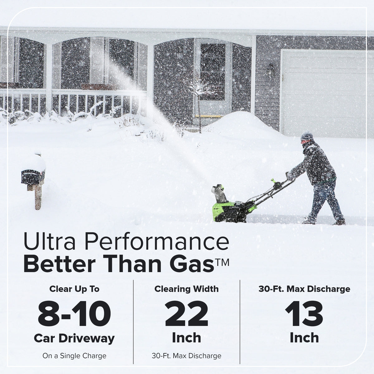 60V 22" Cordless Battery Single-Stage Snow Blower (Tool Only)