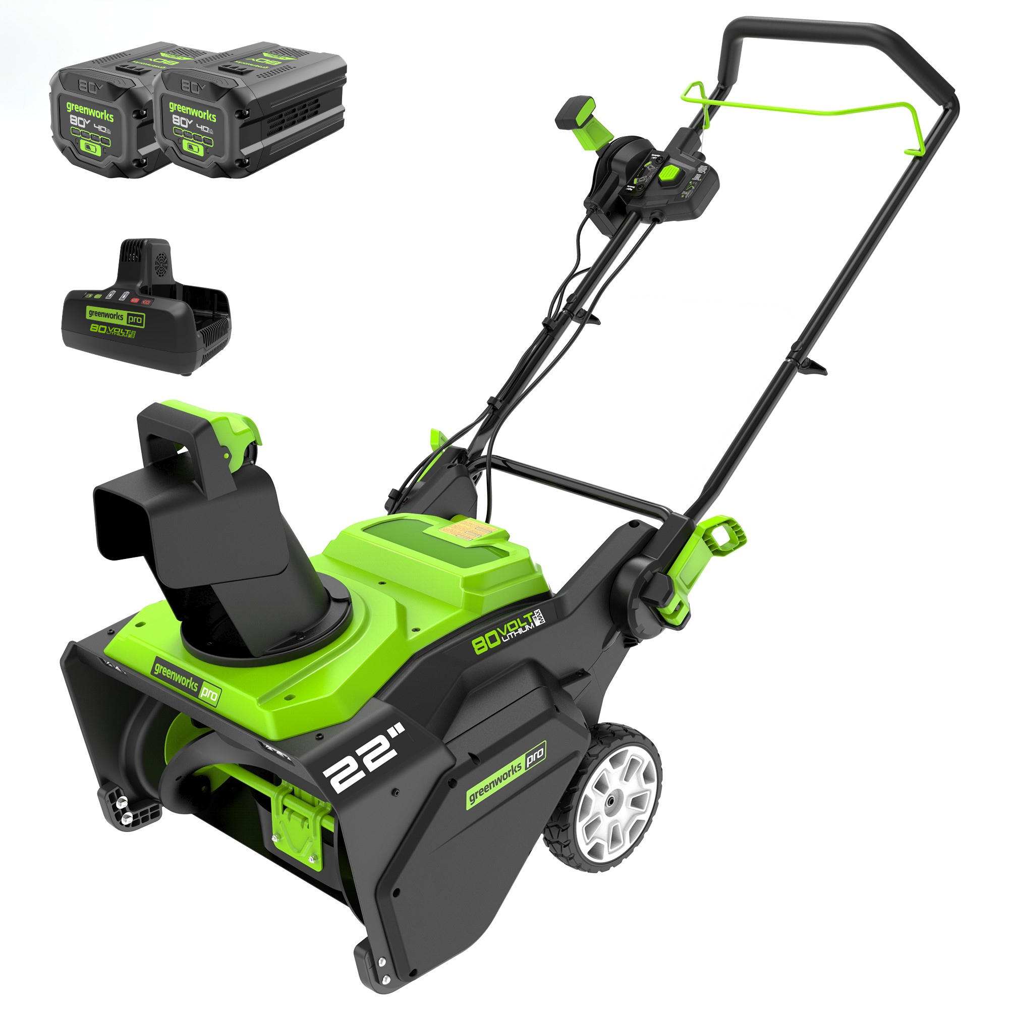 RENEWED 80V 22" Cordless Battery Single-Stage Snow Blower w/ (1) 4.0 Ah Battery,(1) 2.0Ah Battery & Dual-Port Charger