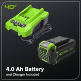 40V 12" Cordless Battery LED Snow Shovel w/ 4.0Ah Battery & Charger