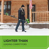 40V 12" Cordless Battery LED Snow Shovel, Directional Vanes: 4.0 Ah Battery and Charger