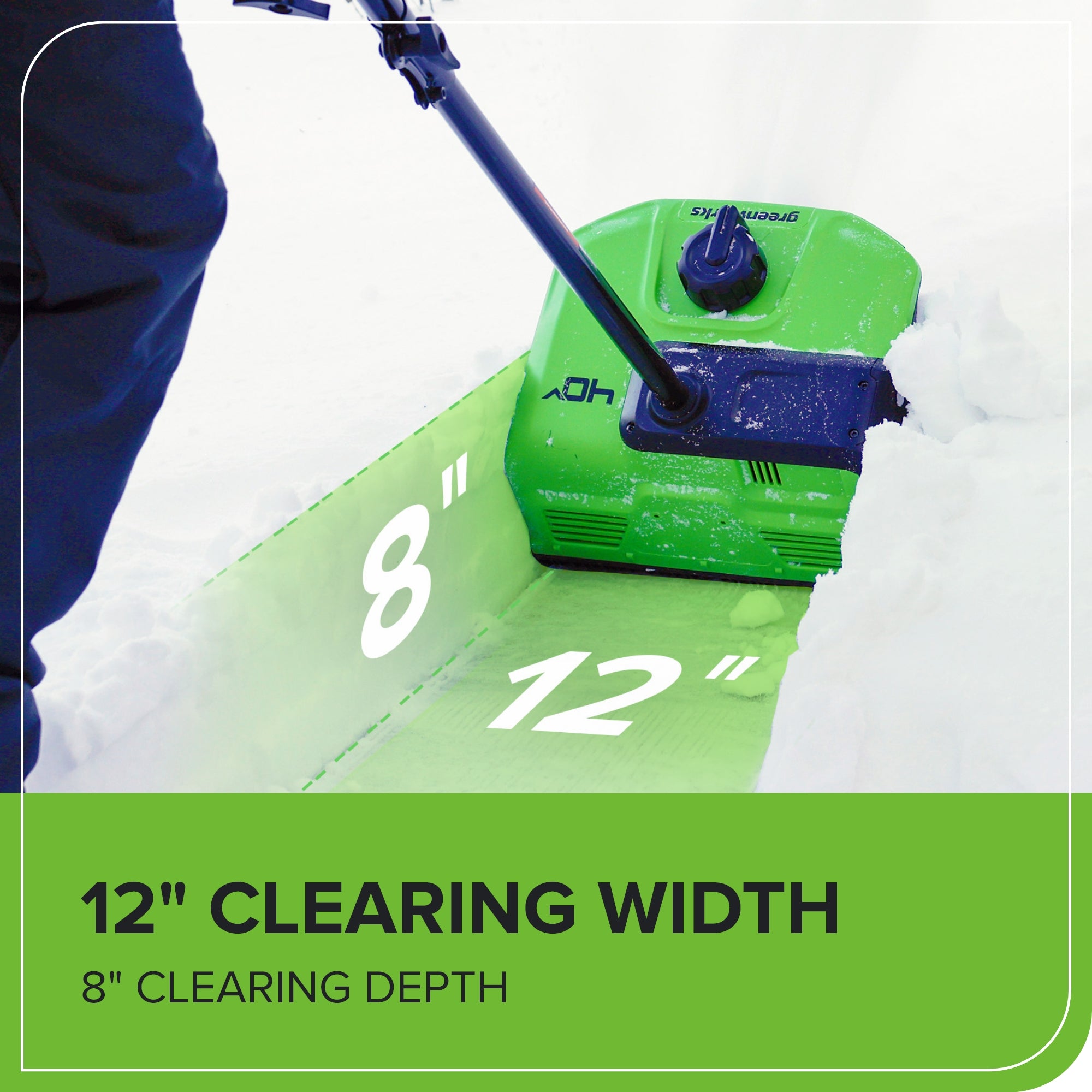 40V 12" Cordless Battery LED Snow Shovel, Directional Vanes: 4.0 Ah Battery and Charger