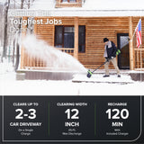 40V 12" Cordless Battery LED Snow Shovel, Directional Vanes: 4.0 Ah Battery and Charger