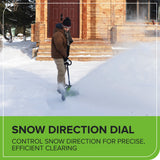 40V 12" Cordless Battery LED Snow Shovel, Directional Vanes: 4.0 Ah Battery and Charger