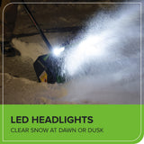 40V 12" Cordless Battery LED Snow Shovel, Directional Vanes: 4.0 Ah Battery and Charger