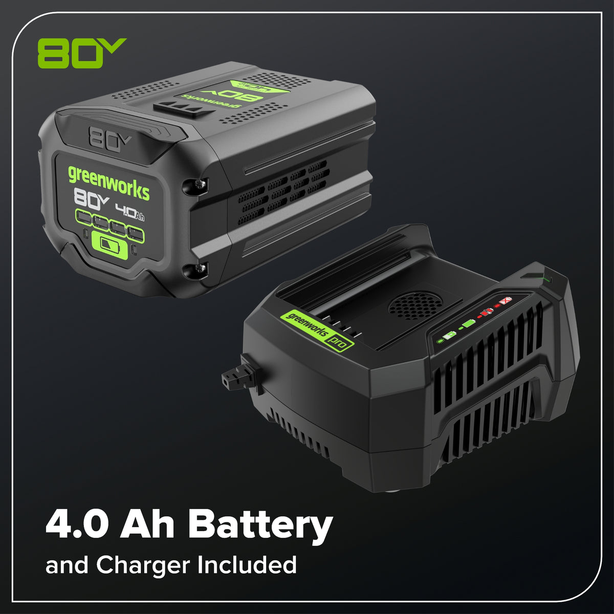 80V 12" Cordless Battery LED Snow Shovel w/ 4.0Ah Battery & 6A Charger