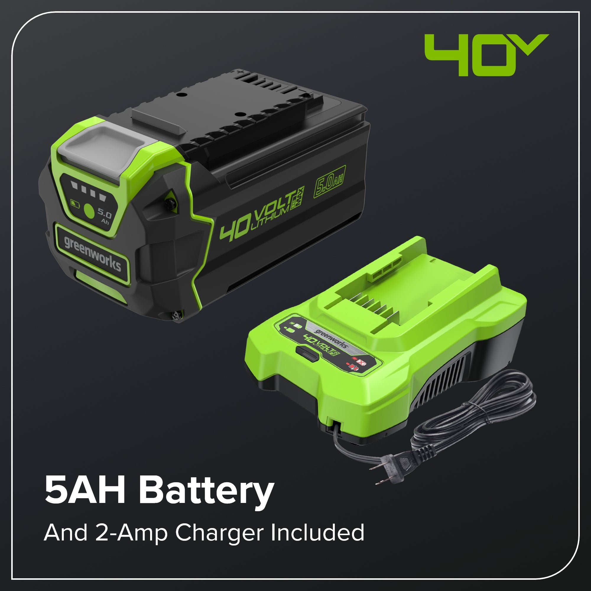 40V 20" Cordless Battery Snow Blower: 5.0 Ah Battery and Charger