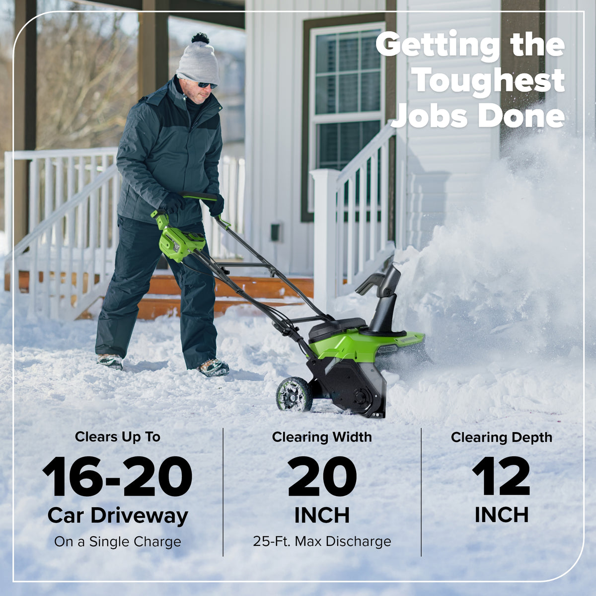 40V 20" Cordless Battery Snow Blower: 5.0 Ah Battery and Charger