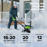 40V 20" Cordless Battery Snow Blower: 5.0 Ah Battery and Charger