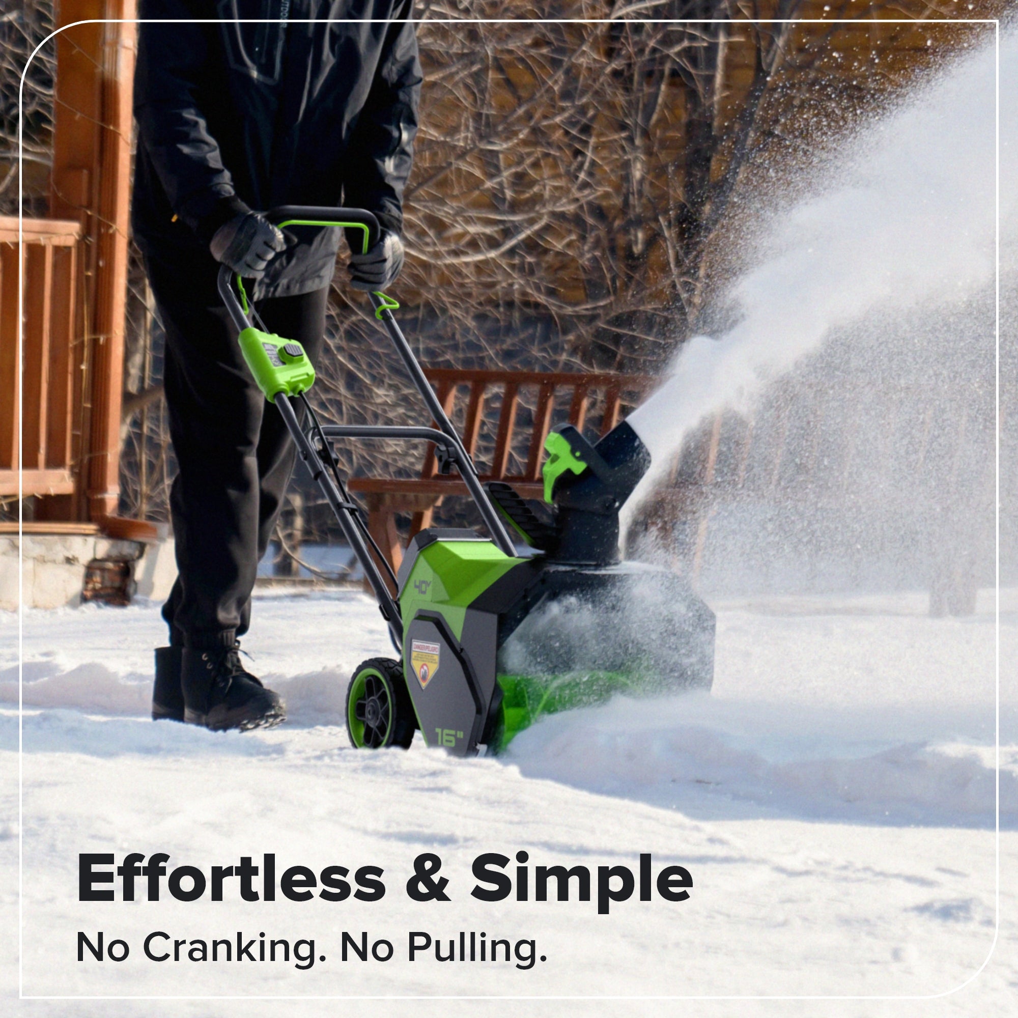 40V 16" Cordless Battery Snow Blower: 5.0 Ah Battery and Charger