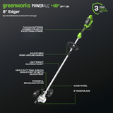 48V (24V x 2) 8" Edger w/ (2) 4.0Ah USB Batteries & Dual Port Charger