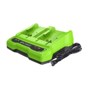 <h3>4 Amp Dual Port Charger</h3><p>Fully recharge your 4.0Ah batteries in less than 120 minutes.</p>