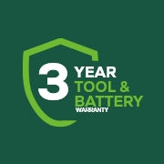 <h3>3-Year Tool &amp; Battery Warranty</h3><p>Find peace of mind with Greenworks Limited Warranty.</p>
