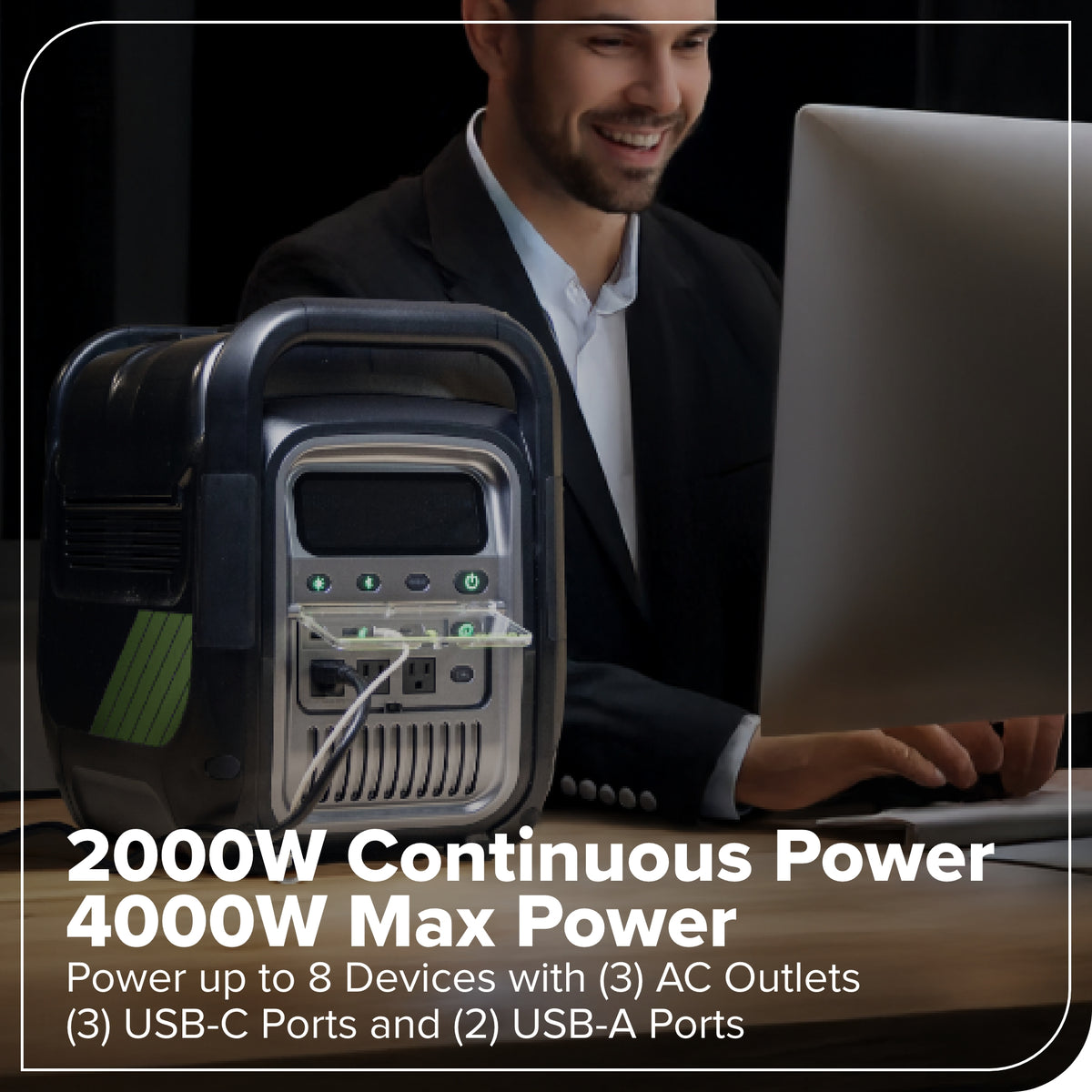 60V 2000W 4-Slot Inverter Portable Power Station (Tool Only)