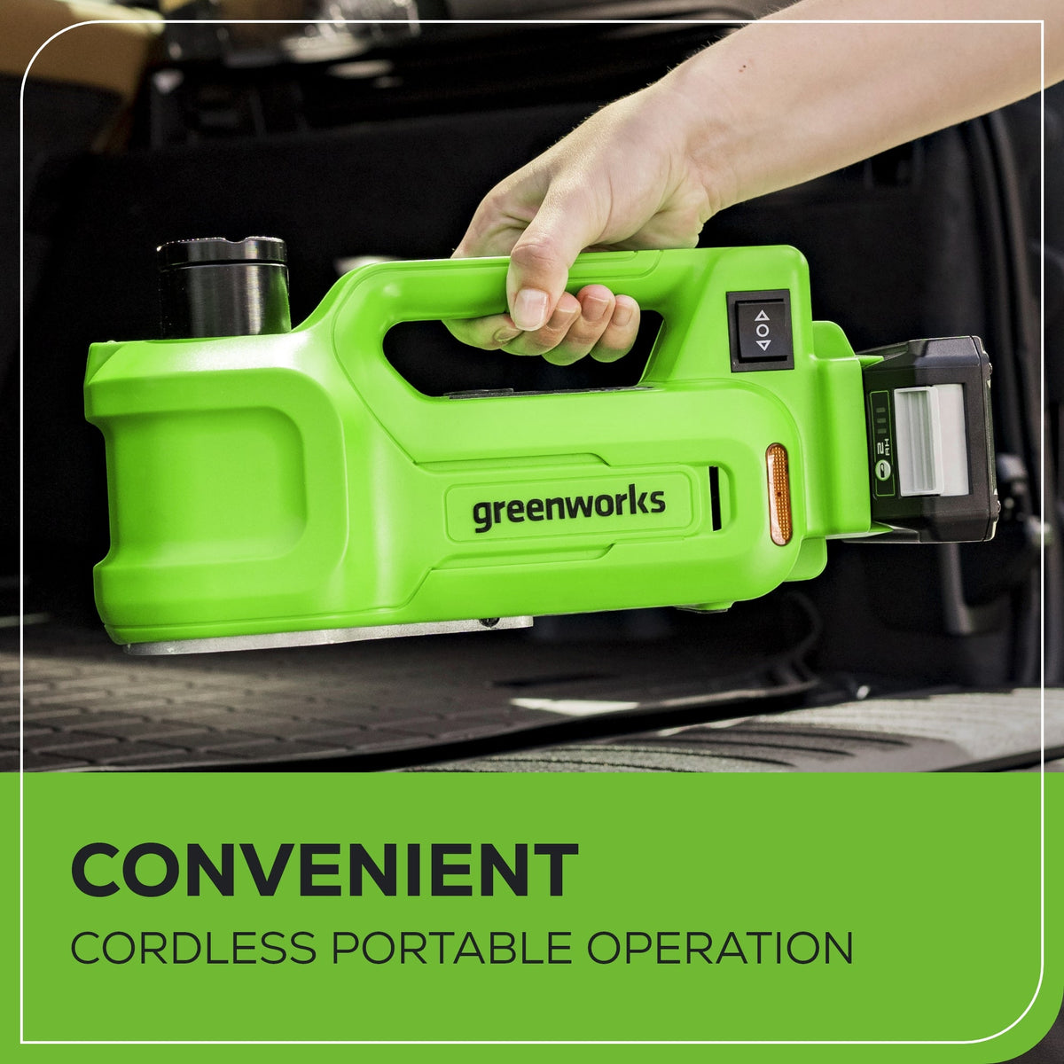 24V Cordless Battery Car Jack: 2.0 Ah Battery and Charger