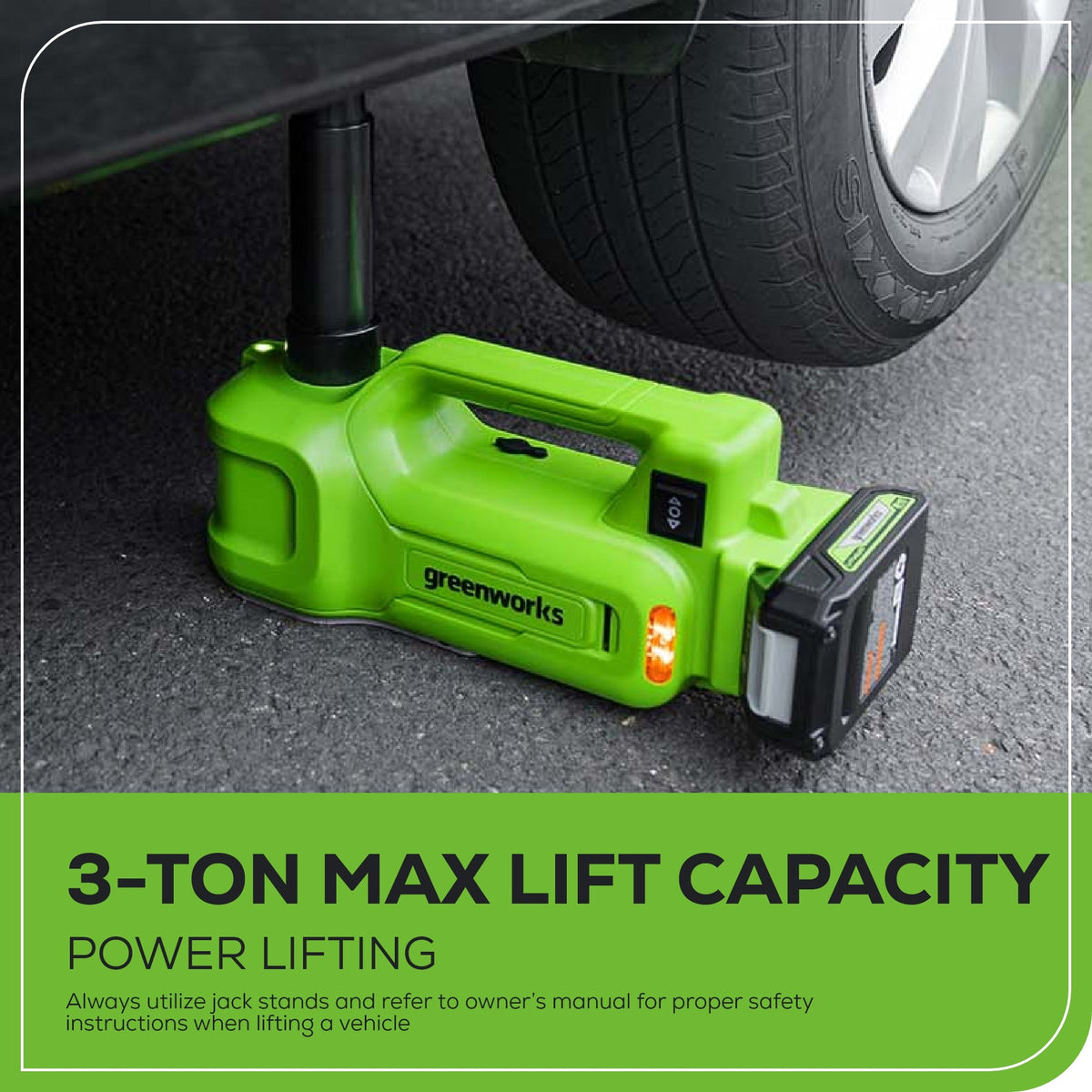 24V Cordless Battery Car Jack: 2.0 Ah Battery and Charger