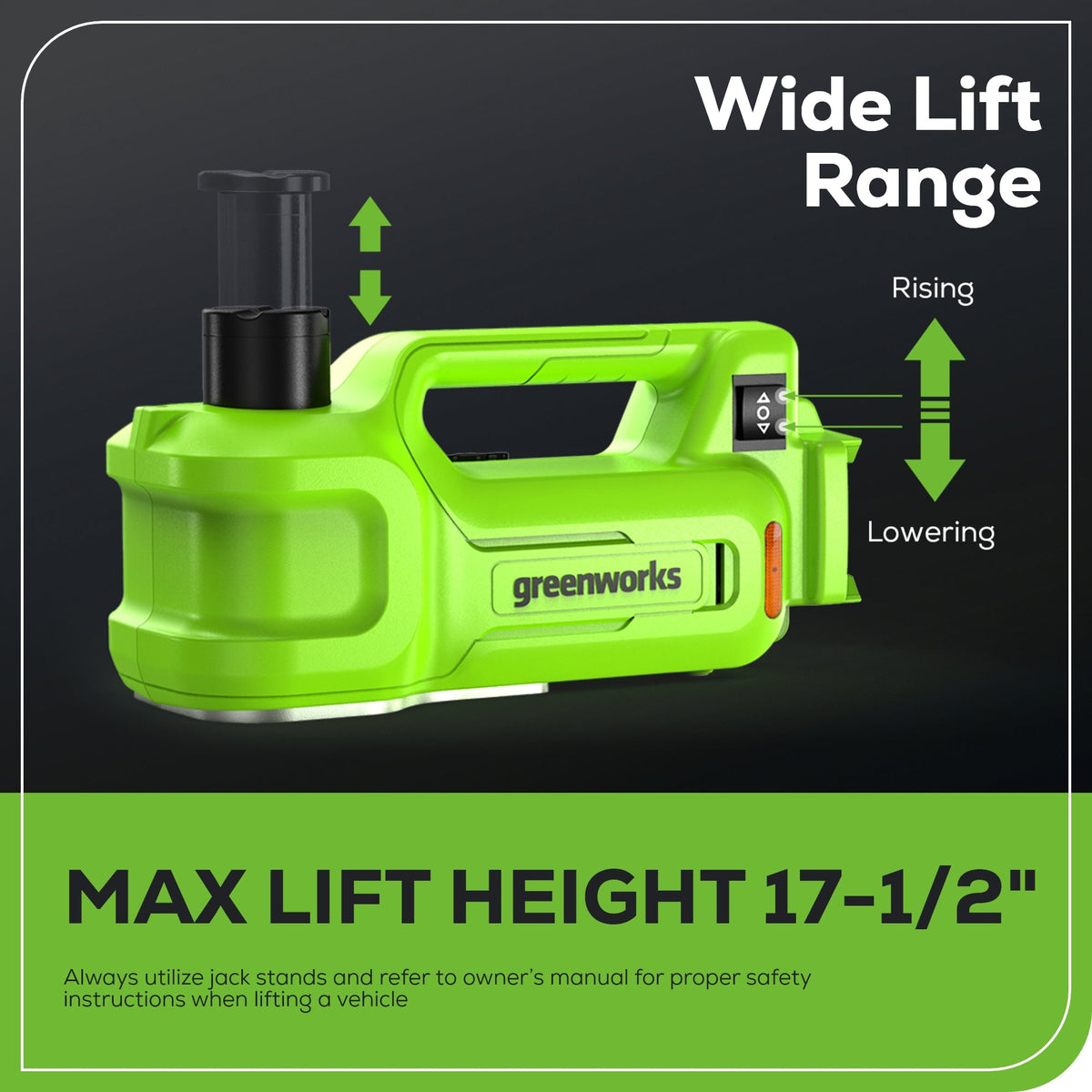 24V Cordless Battery Car Jack: 2.0 Ah Battery and Charger