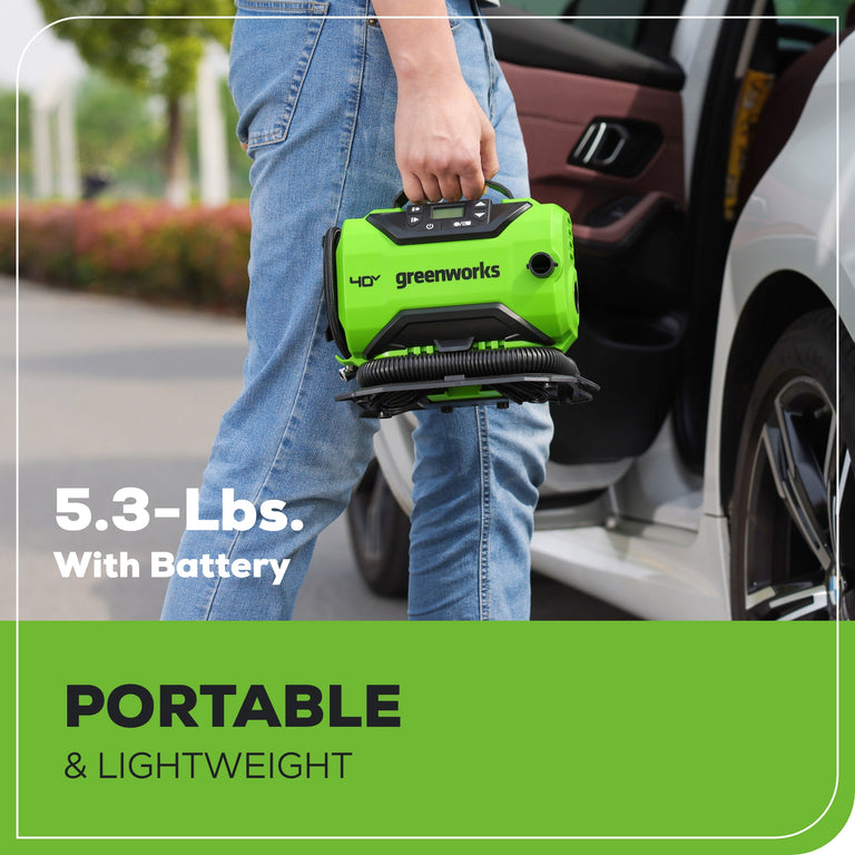 40V Cordless Battery Inflator (Tool Only) | Greenworks Tools