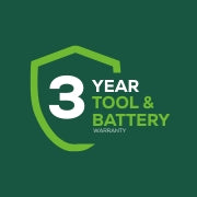 <h3>3-Year Tool &amp; Battery Warranty</h3><p>Find peace of mind with Greenworks Limited Warranty.</p>