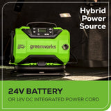 24V Cordless Battery Inflator, (1) 2Ah USB Battery and Charger