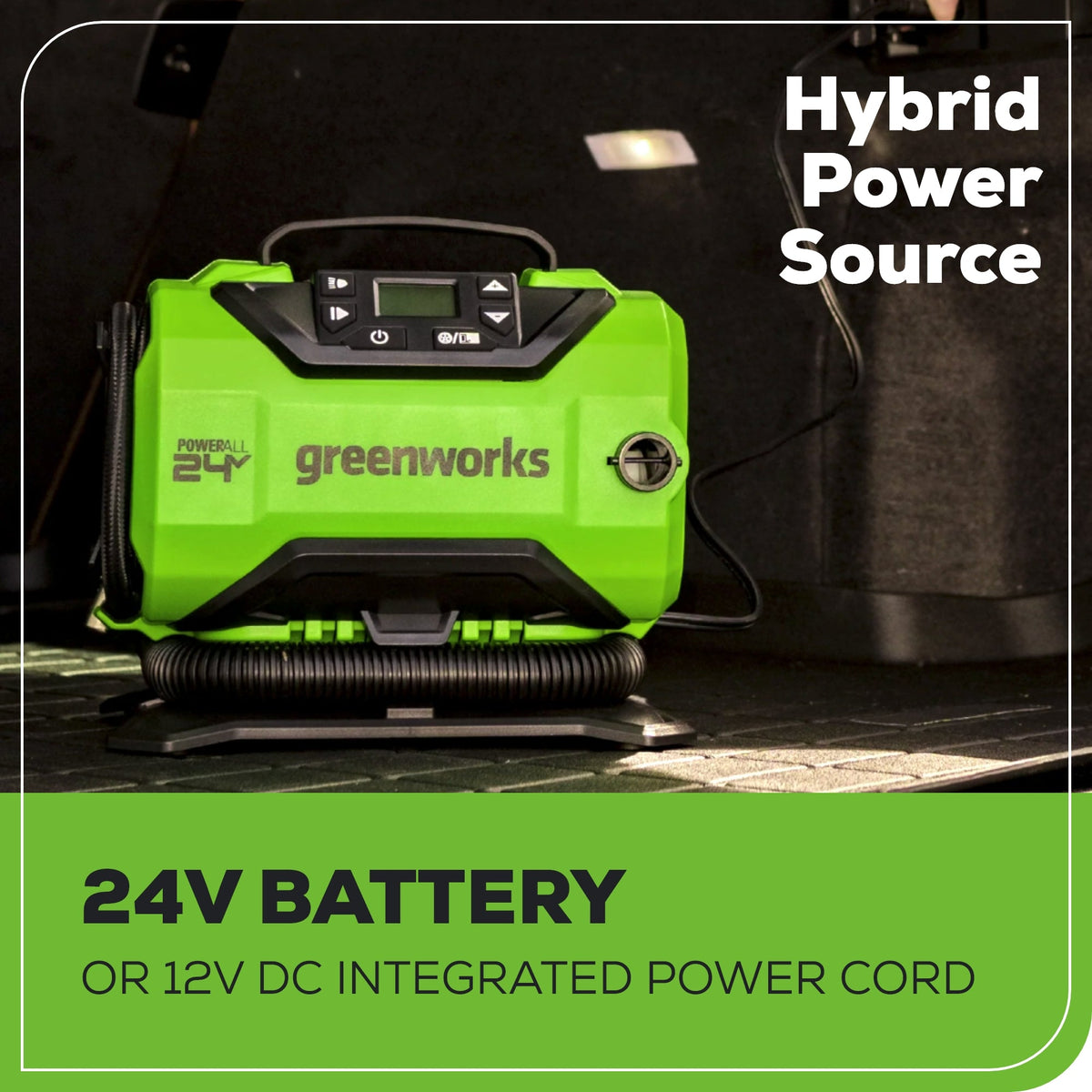24V Cordless Battery Inflator (Tool Only) | Greenworks Tools